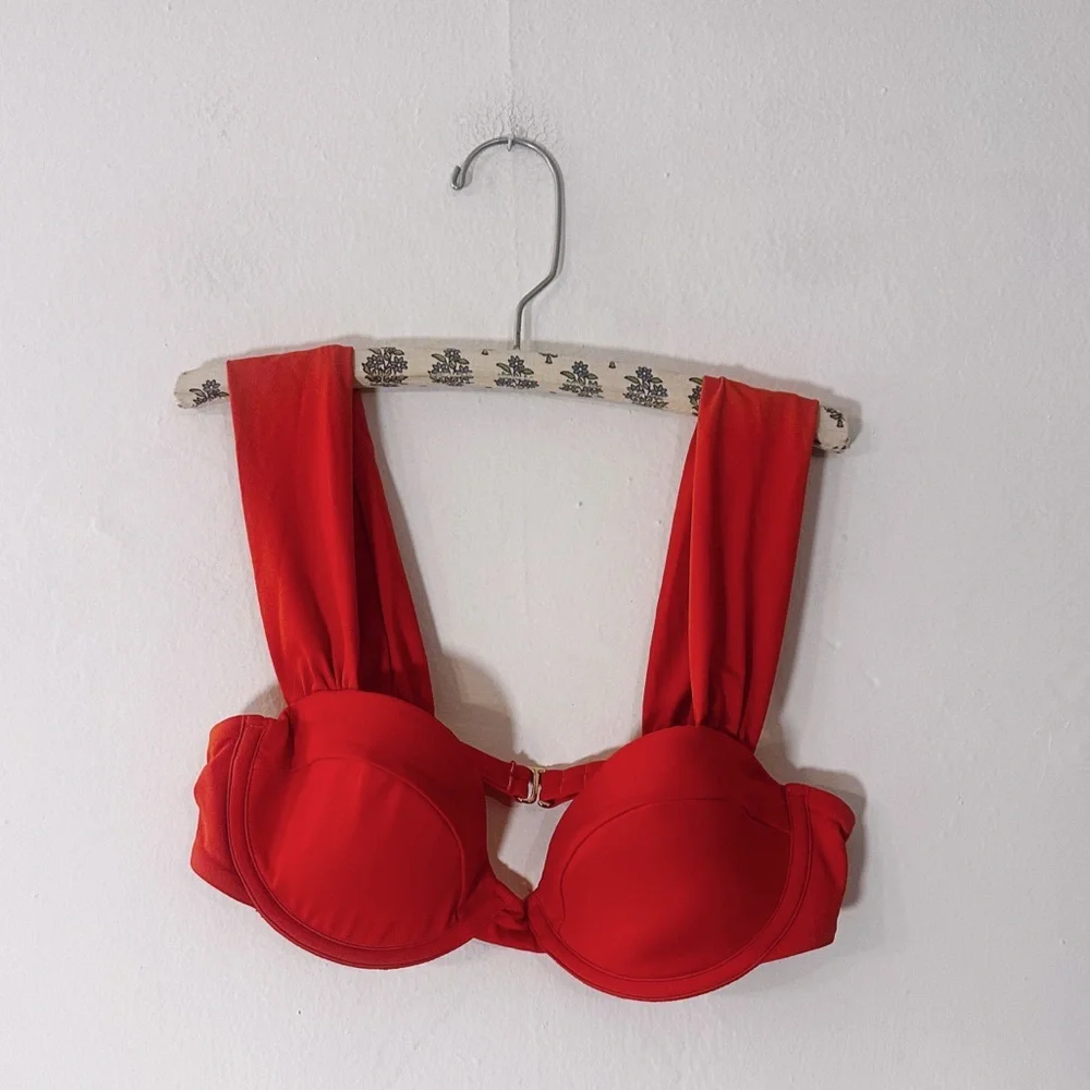 WeWoreWhat Claudia Bikini Top Poppy Red Swimwear Summer